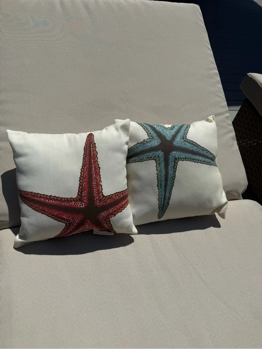 Pottery Barn Starfish Accent Pillow - Red and Blue -